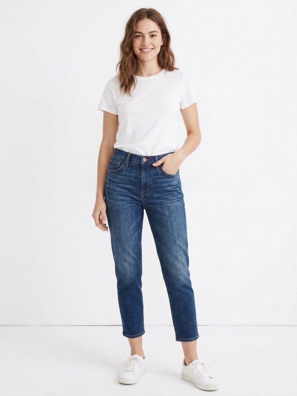 Madewell Slim High Rise Crop Boyfriend Jeans in Deep Indigo Blue 27 New
